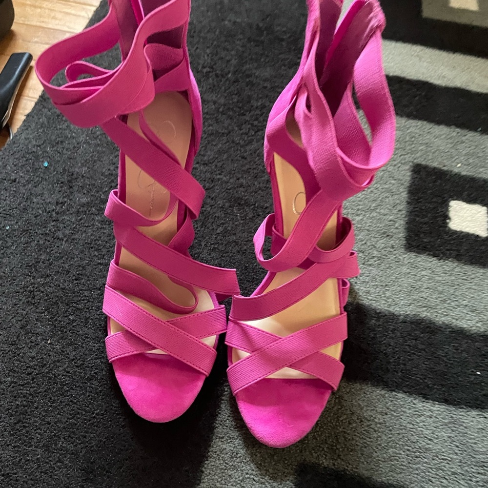 Pink Jessica Simpson strappy heels